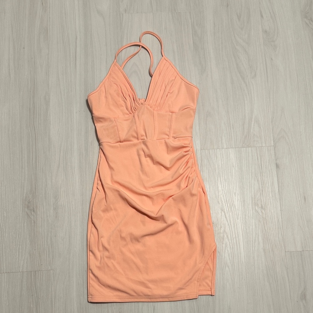 Peach Halter Mini Dress